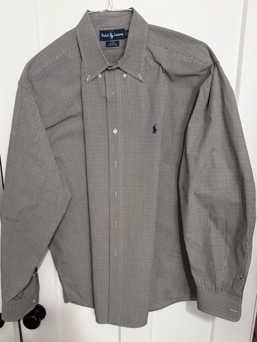 Ralph Lauren Men’s Grey Micro-Check Button-Down Dress Shirt